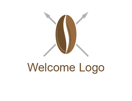 spears behind coffee bean as shield food logo