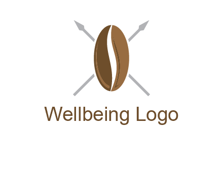 spears behind coffee bean as shield food logo