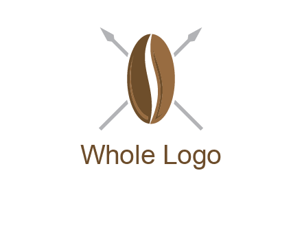 spears behind coffee bean as shield food logo