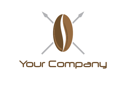 spears behind coffee bean as shield food logo