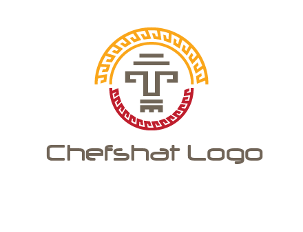 abstract blocky pattern tomb architecture logo