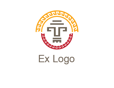 abstract blocky pattern tomb architecture logo