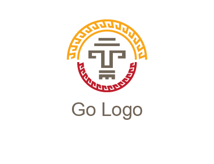 abstract blocky pattern tomb architecture logo