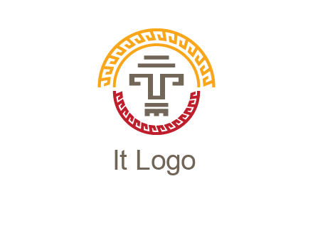 abstract blocky pattern tomb architecture logo