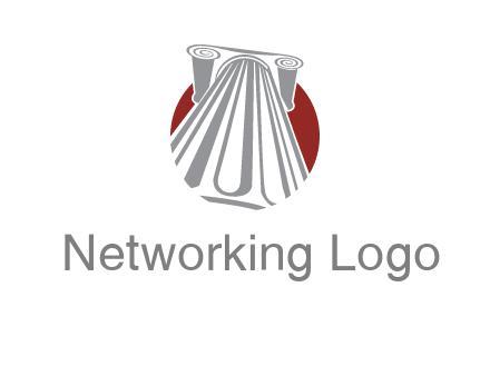worm's-eye view of a pillar in a circular logo