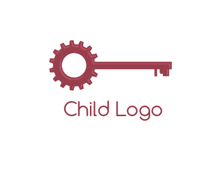 key with gear construction logo