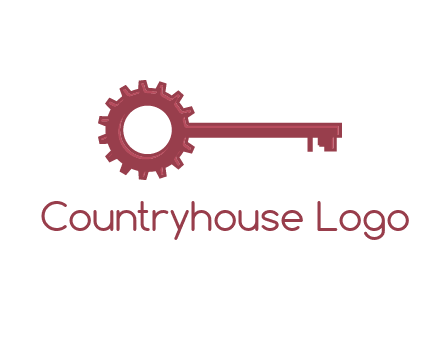 key with gear construction logo