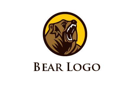 wild bear illustration in circle