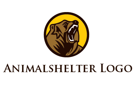 wild bear illustration in circle