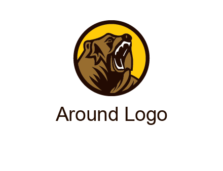 wild bear illustration in circle