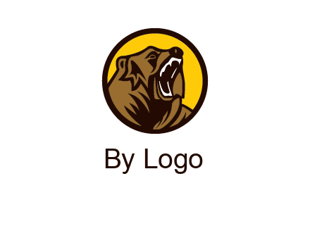 wild bear illustration in circle