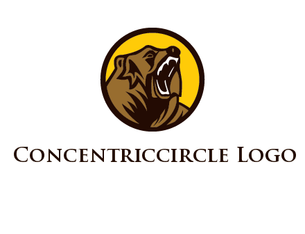 wild bear illustration in circle