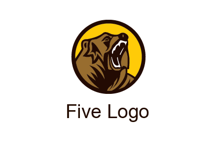 wild bear illustration in circle