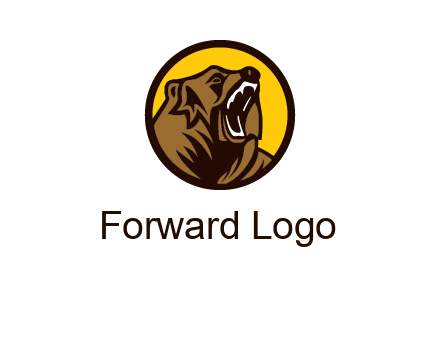wild bear illustration in circle