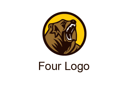 wild bear illustration in circle