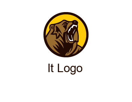 wild bear illustration in circle