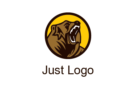 wild bear illustration in circle