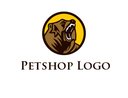 wild bear illustration in circle