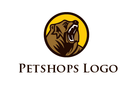 wild bear illustration in circle