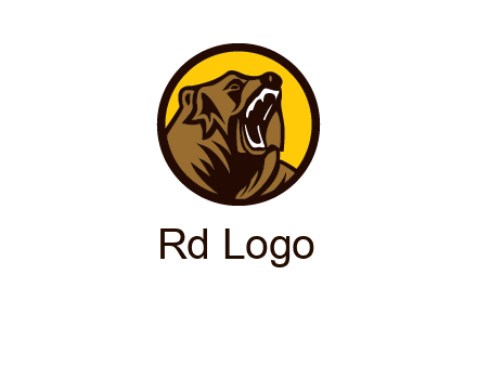 wild bear illustration in circle