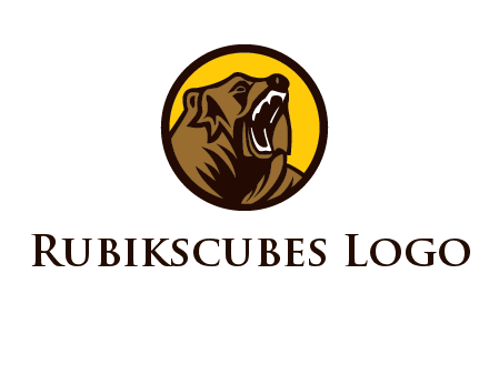 wild bear illustration in circle