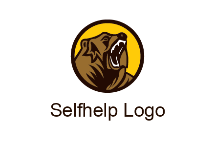 wild bear illustration in circle