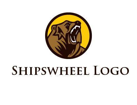 wild bear illustration in circle