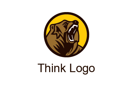 wild bear illustration in circle