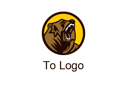 wild bear illustration in circle
