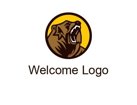 wild bear illustration in circle