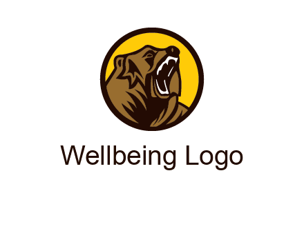 wild bear illustration in circle