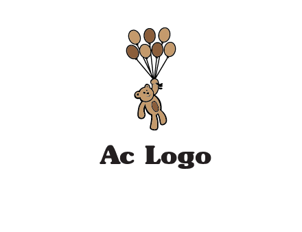 teddy bear with balloons gift logo