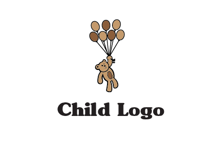 teddy bear with balloons gift logo