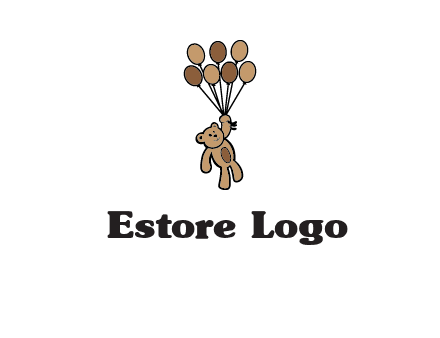 teddy bear with balloons gift logo