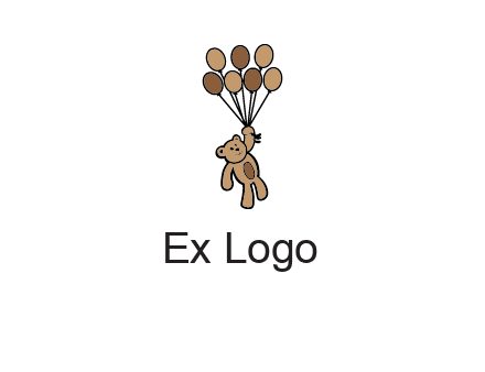 teddy bear with balloons gift logo