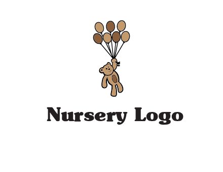 teddy bear with balloons gift logo