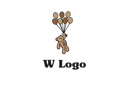 teddy bear with balloons gift logo