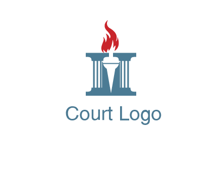 torch icon on a courthouse
