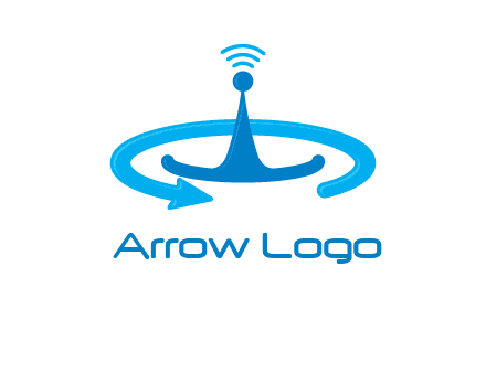 antenna with arrow in communication logo