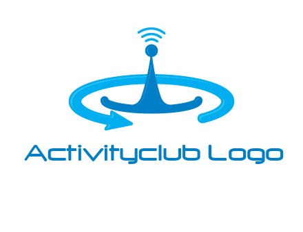 antenna with arrow in communication logo