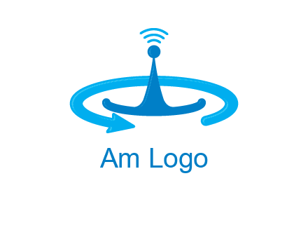 antenna with arrow in communication logo