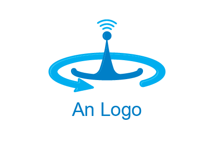 antenna with arrow in communication logo