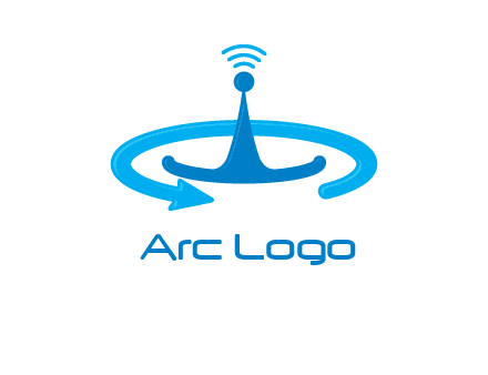 antenna with arrow in communication logo