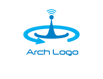 antenna with arrow in communication logo