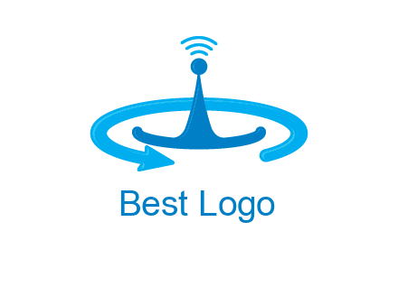 antenna with arrow in communication logo