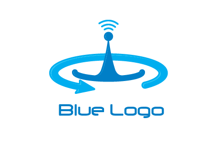 antenna with arrow in communication logo