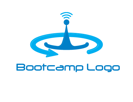 antenna with arrow in communication logo