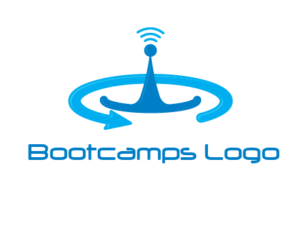 antenna with arrow in communication logo