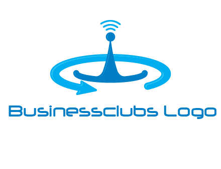 antenna with arrow in communication logo