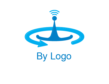 antenna with arrow in communication logo
